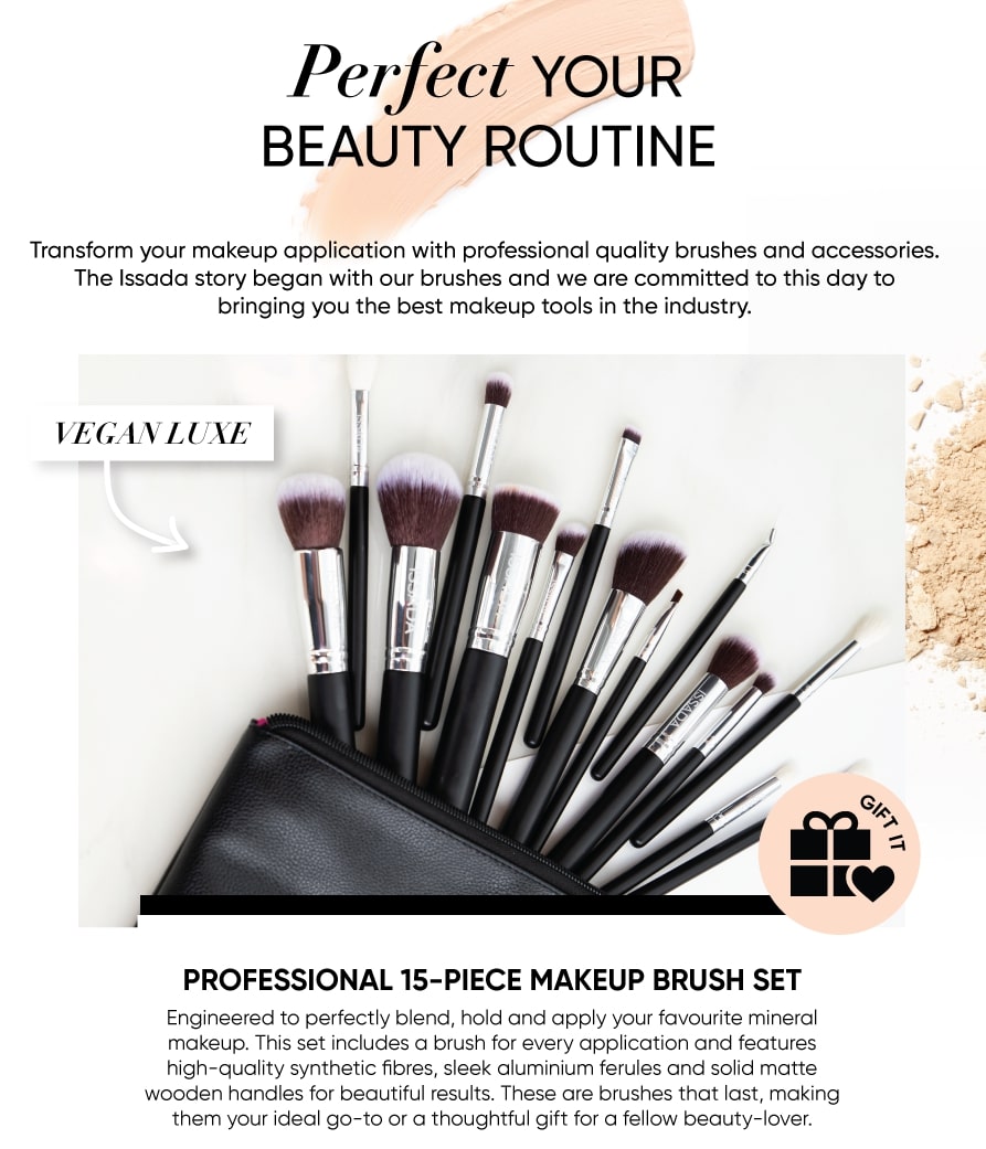 Expertly designed vegan brush set featuring ultra-soft bristles for smooth, even makeup application. Ethically crafted.