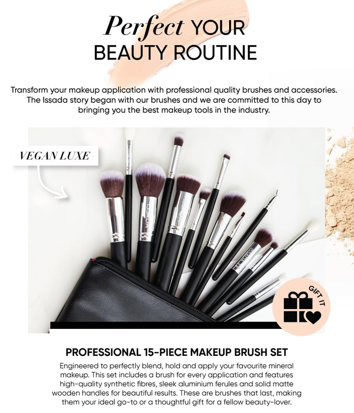 Expertly designed vegan brush set featuring ultra-soft bristles for smooth, even makeup application. Ethically crafted.