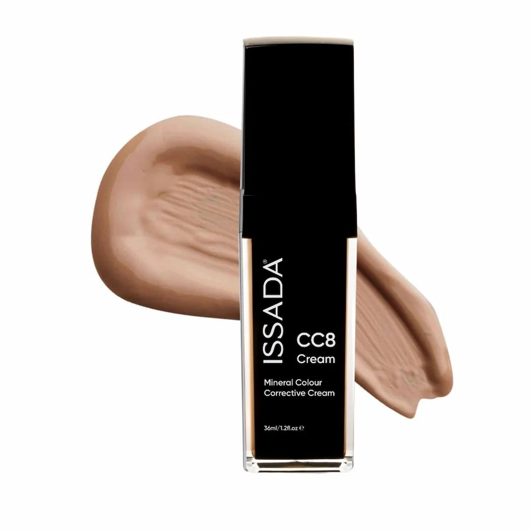 ISSADA CC8 Cream in autumn shade with swatches on a white background ISSADA CC8 Cream in autumn shade with swatches on a white background