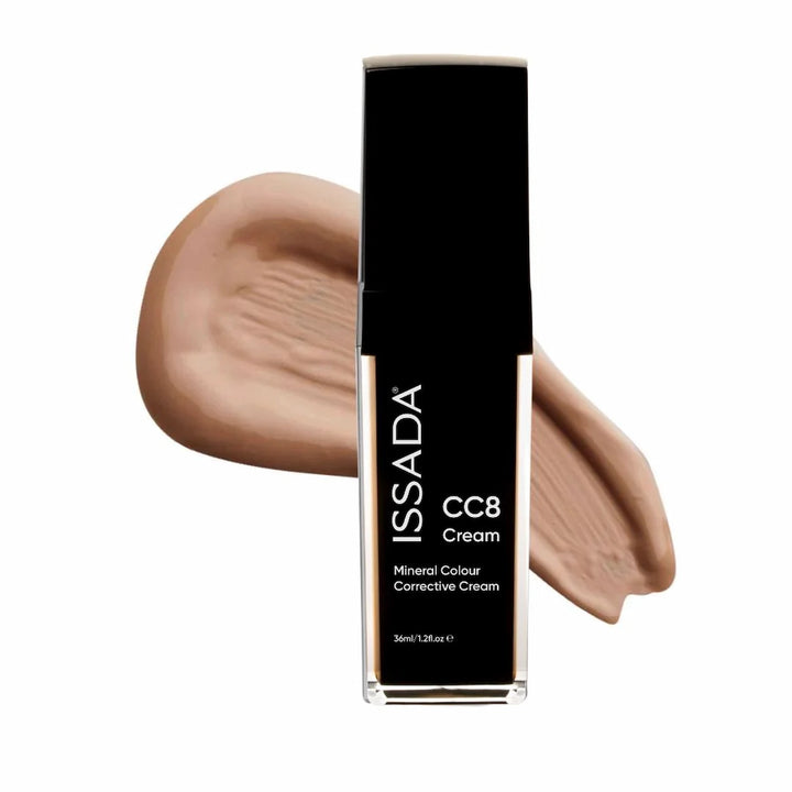 ISSADA CC8 Cream in autumn shade with swatches on a white background