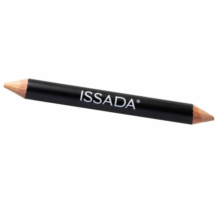 Issada Conceal & Highlight Duo Pencil in shade of  Warm Sand + Golden Hour - dual-ended concealer and highlighter pencil for precise coverage and radiance on a white background