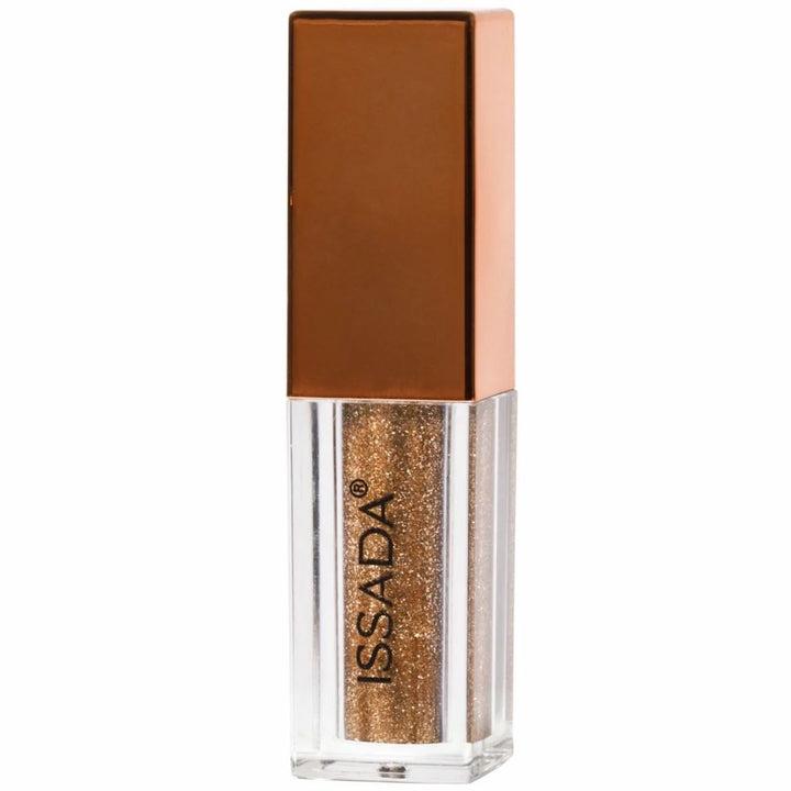 ISSADA Liquid Metal Eyeshadow in Gold, a dazzling metallic shimmer for radiant on a white background