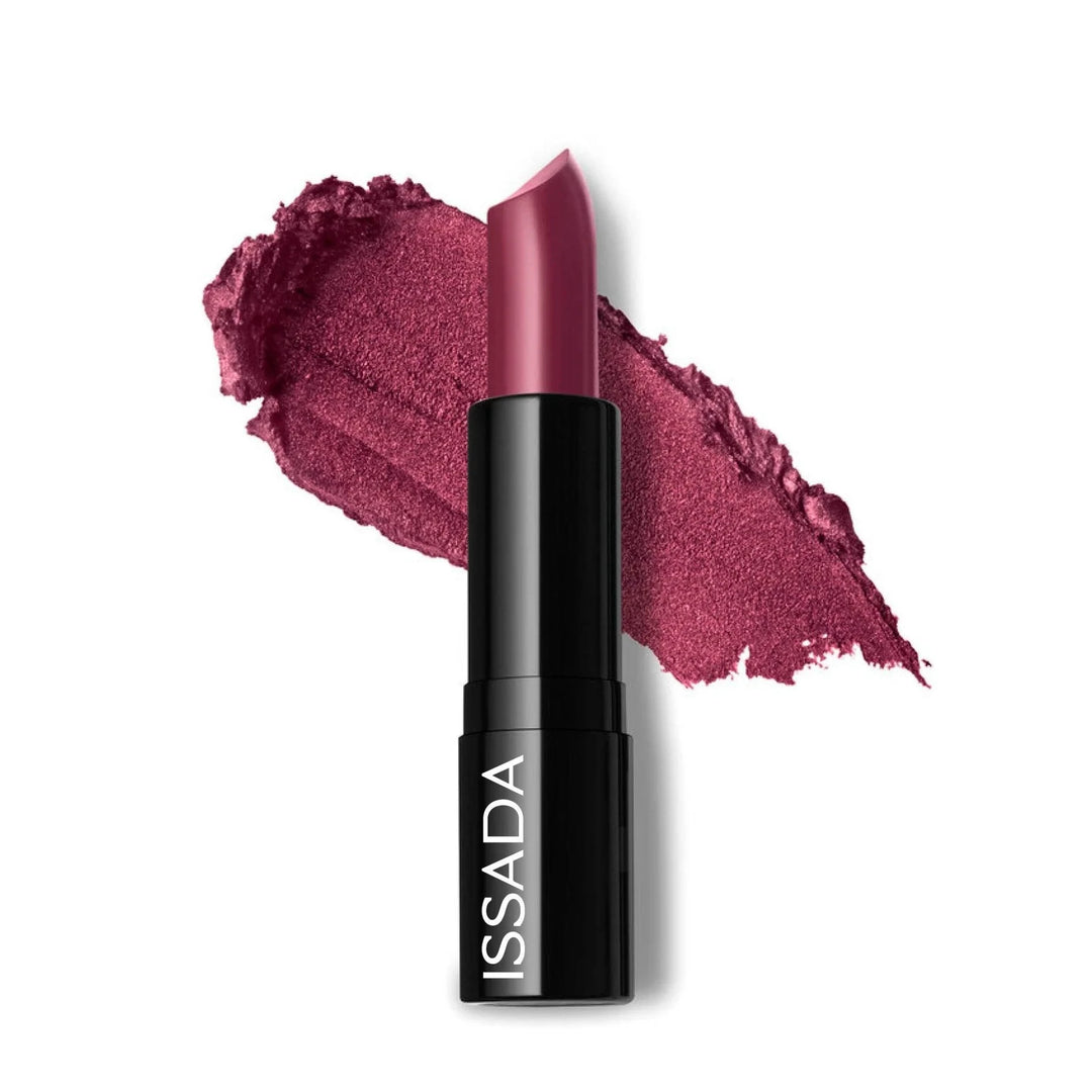 ISSADA Luxury Matte Lipstick in shade Ava, a deep berry plum with a velvety matte finish on a white background ISSADA Luxury Matte Lipstick in shade Ava, a deep berry plum with a velvety matte finish on a white background