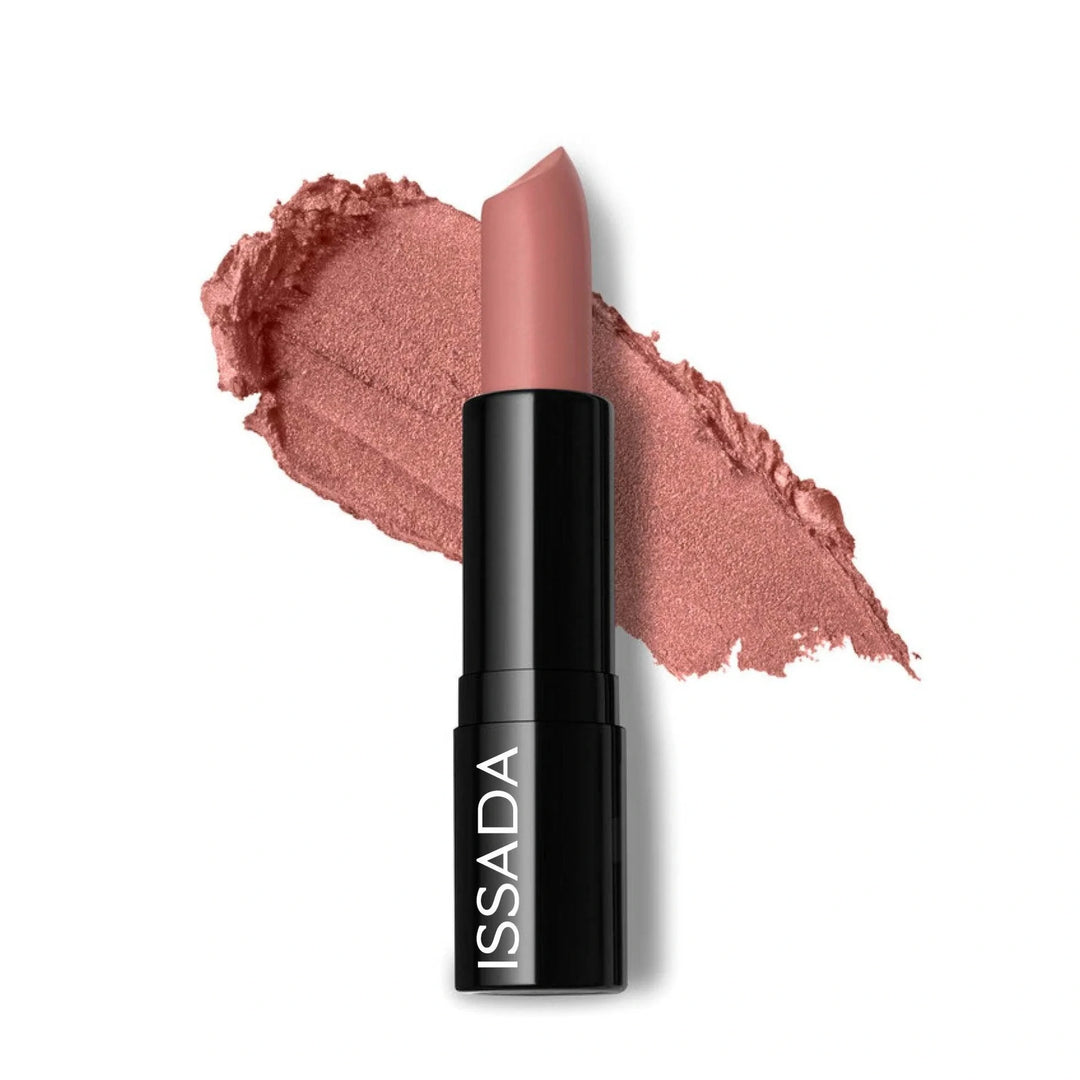 ISSADA Luxury Matte Lipstick in shade Hollywood, a timeless warm nude pink with a velvety matte finish on a white background ISSADA Luxury Matte Lipstick in shade Hollywood, a timeless warm nude pink with a velvety matte finish on a white background