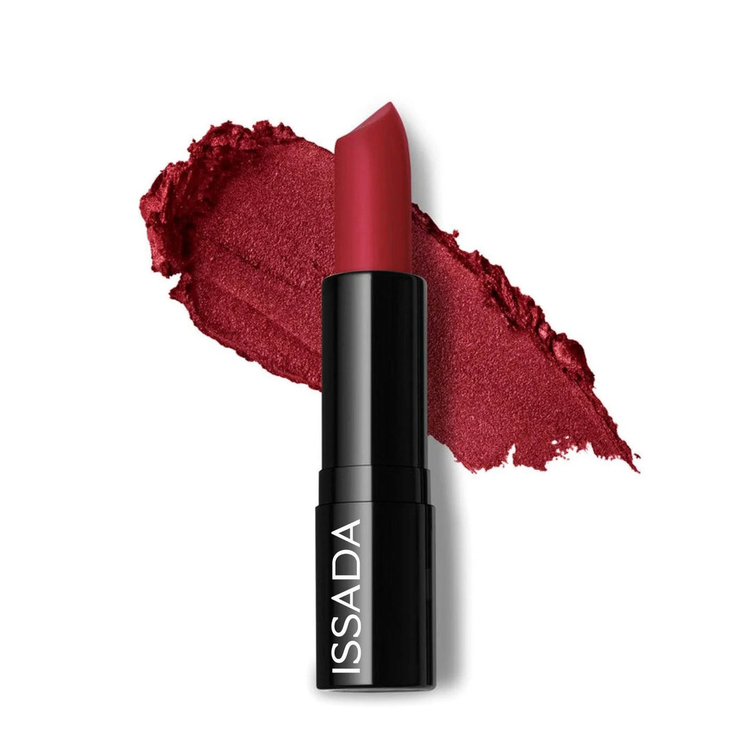 ISSADA Luxury Matte Lipstick in shade Red Carpet, a bold classic red with a smooth matte finish on a white background ISSADA Luxury Matte Lipstick in shade Red Carpet, a bold classic red with a smooth matte finish on a white background