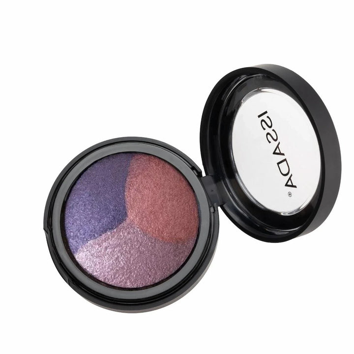 ISSADA Mineral Baked Eye Shadow Trio 3Smiles with plum, pink, and lavender shimmer shades on a white background