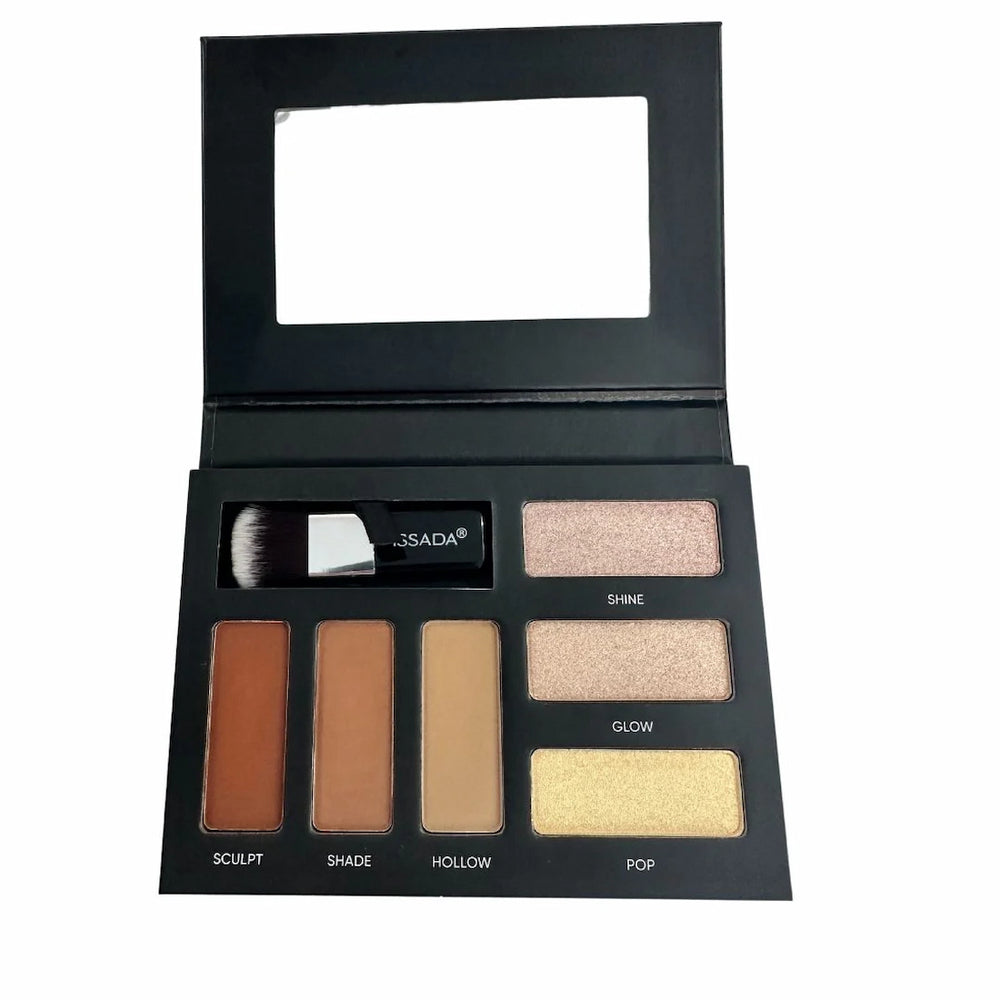 ISSADA Mineral Contour and Highlight palette open with shades and a brush on a white background