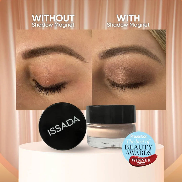 ISSADA Shadow Magnet primer before and after eyeshadow application, award-winning 2022 beauty product
