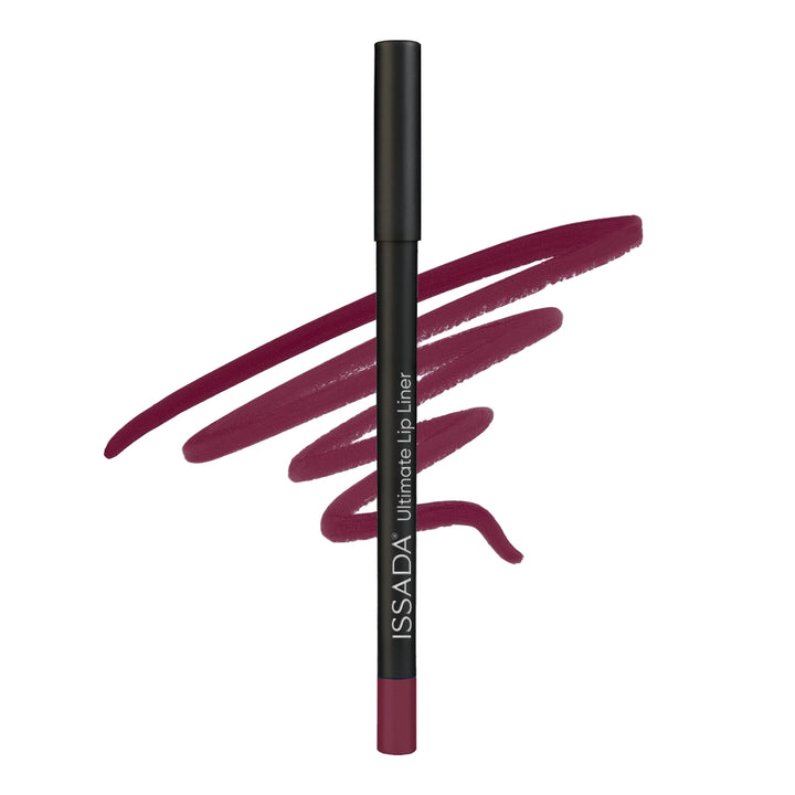 ISSADA Ultimate Lip Liner winery shade with strokes on a white background