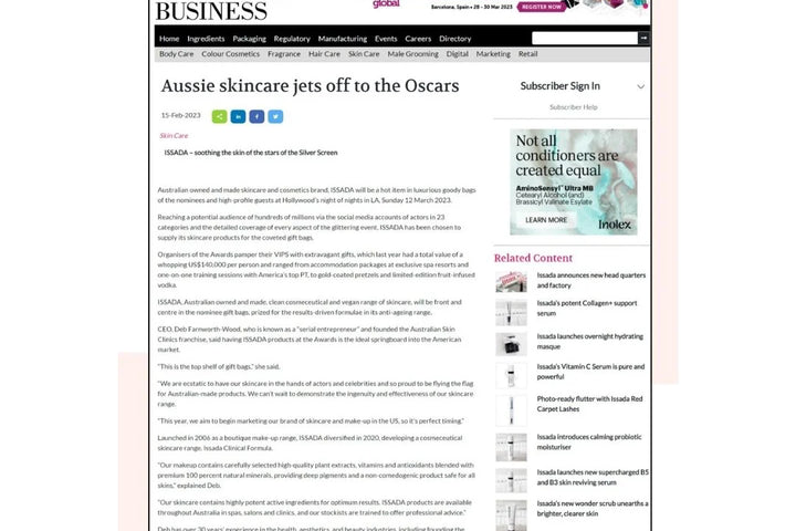 Aussie skincare jets off to the Oscars
