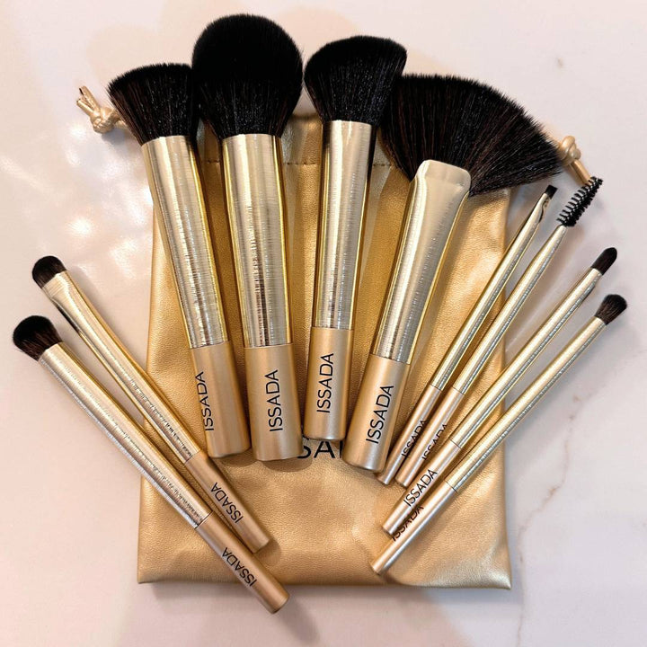 Xmas Gift - Gold Professional 10 piece Brush Set with Swag Bag