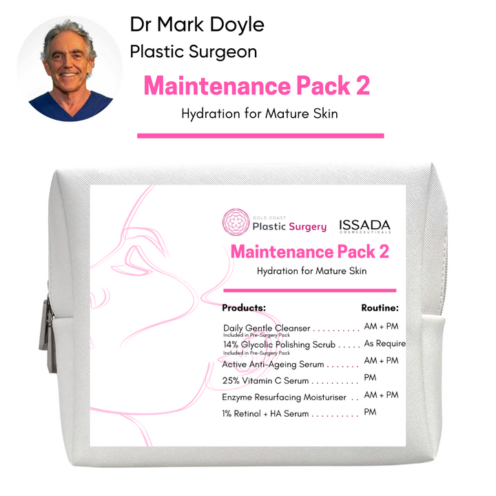 Strengthen and soothe mature skin post-surgery with Dr Doyle's Maintenance Pack 2, packed with dermatologist-tested essentials.