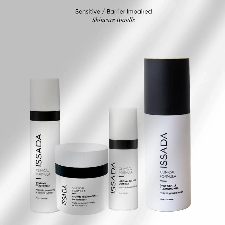 ISSADA skincare products for sensitive skin on a white background
