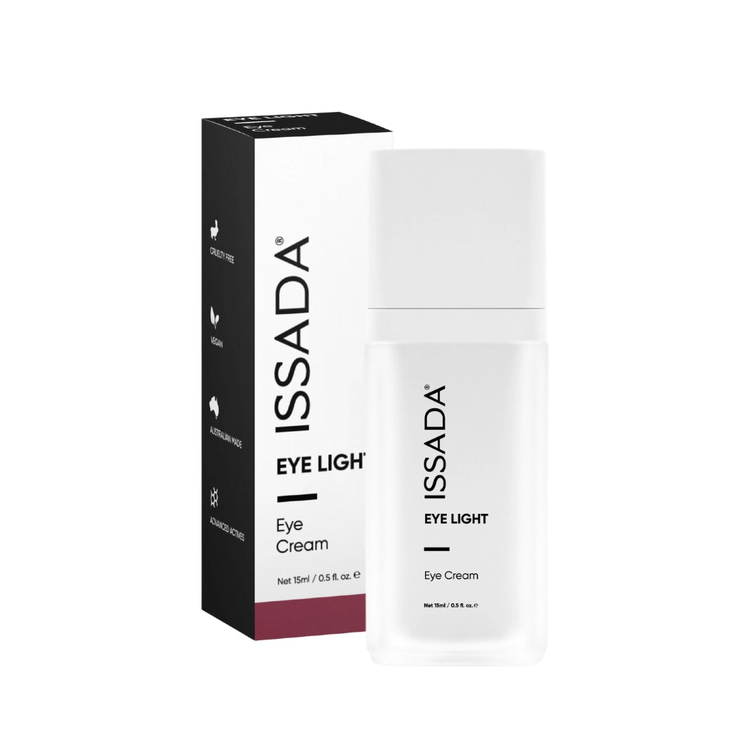 ISSADA Eye Light Eye Cream with box packaging cruelty free vegan eye cream made in Australia