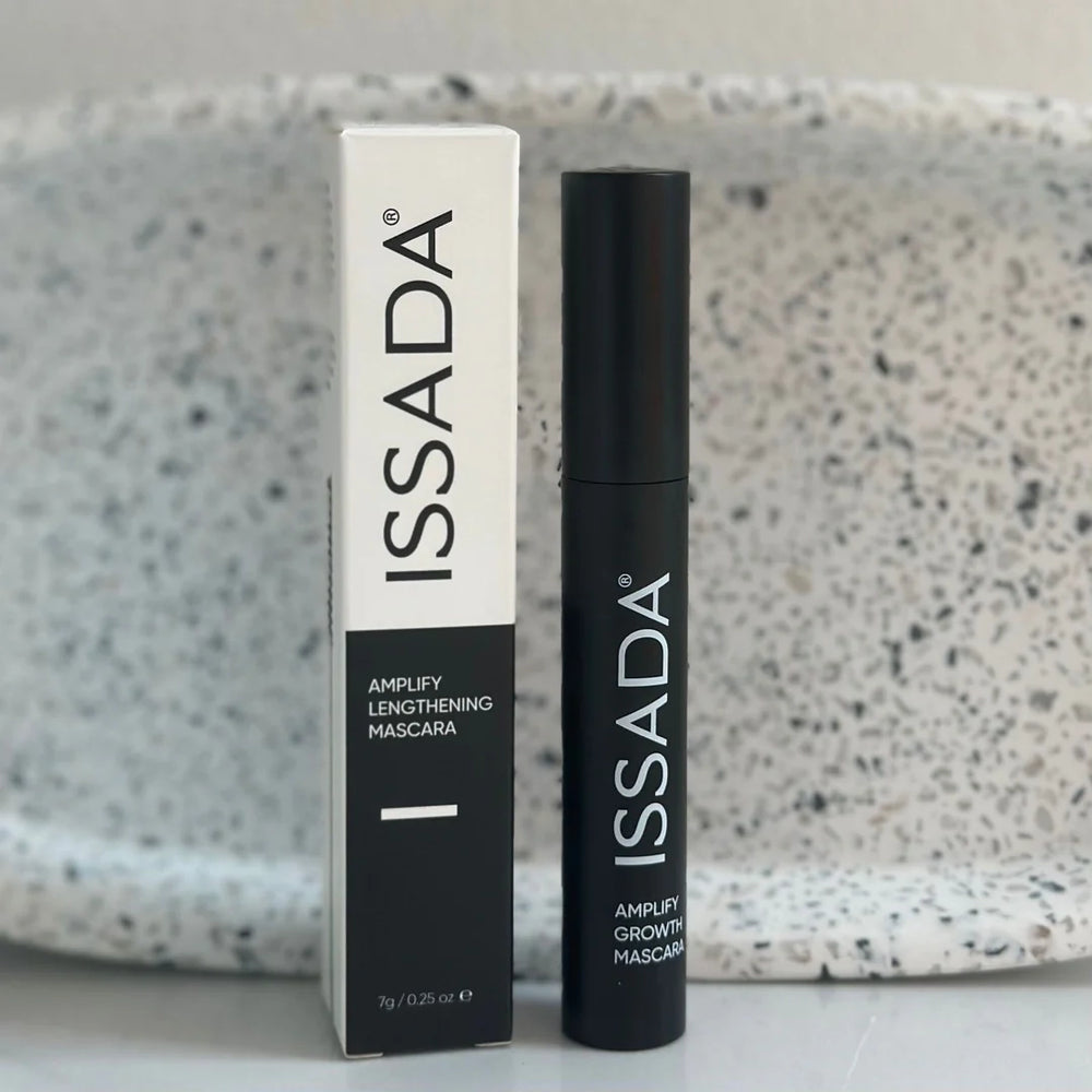 ISSADA Amplify Lengthening and Growth Mascara with box packaging on a white background