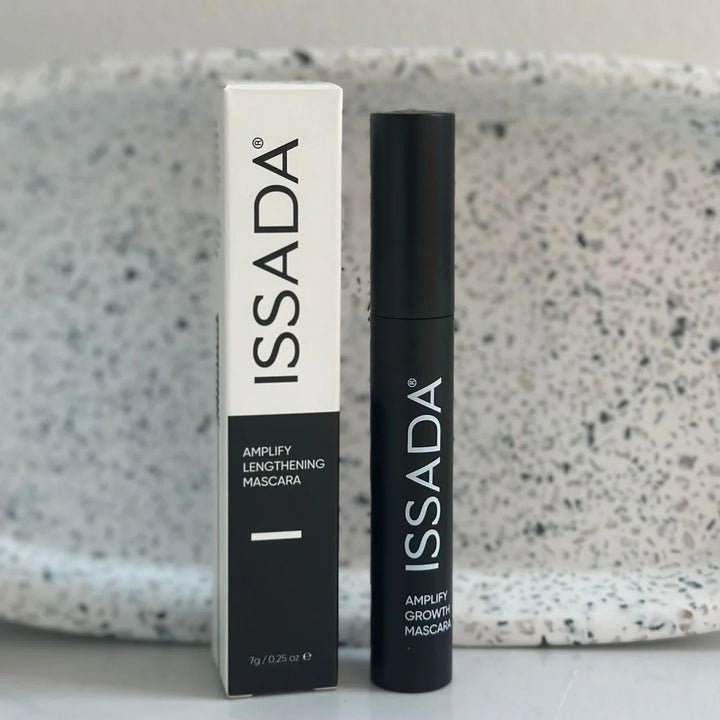 ISSADA Amplify Lengthening and Growth Mascara with box packaging on a white background