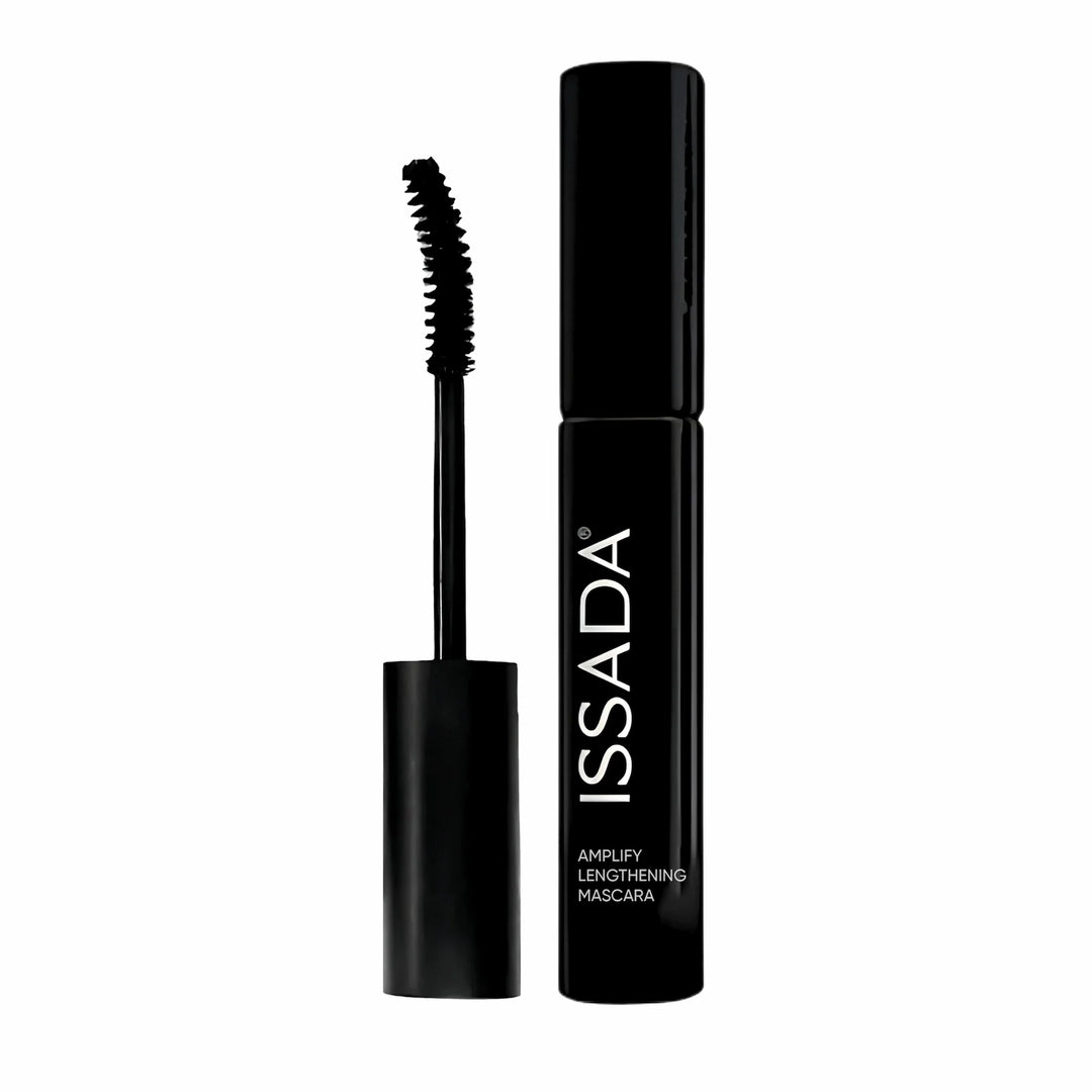 ISSADA Amplify Lengthening Mascara with curved brush wand on a white background