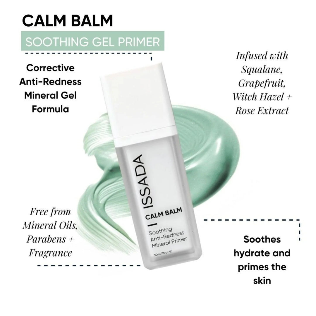 ISSADA Calm Balm corrective soothing gel primer with squalane, witch hazel, grapefruit and rose extract, paraben-free anti-redness formula
