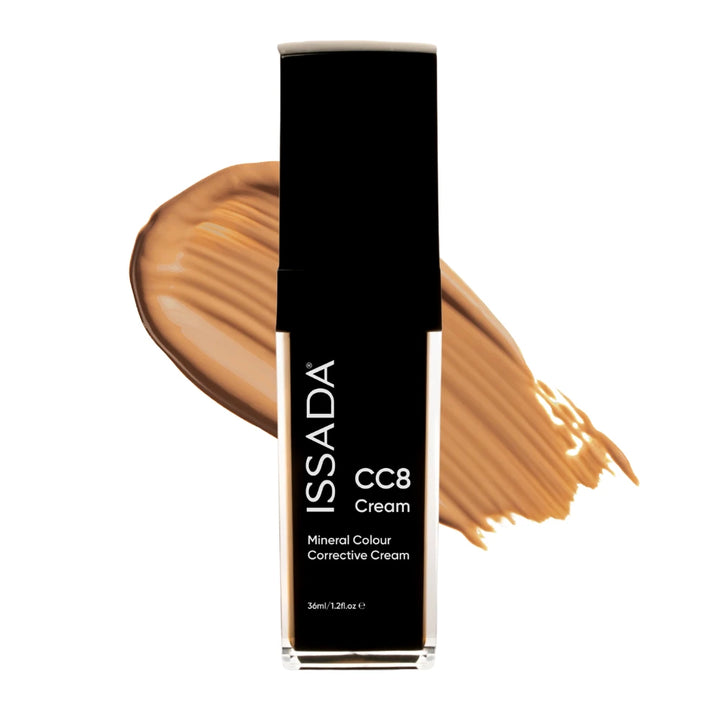 ISSADA CC8 Cream Mineral Colour Corrective Cream in Spring shown with product bottle and shade swatch.