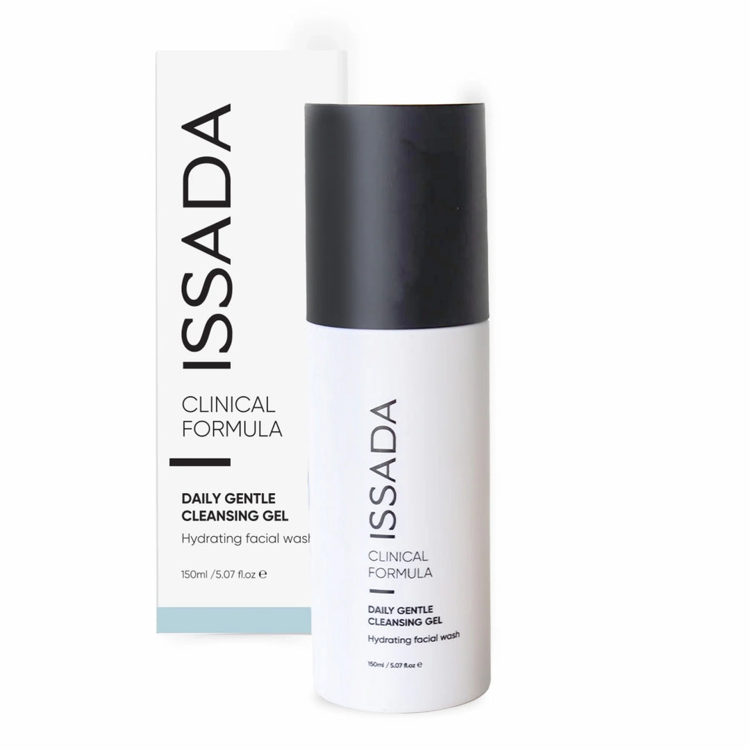 Issada Daily Gentle Cleansing Gel 150ml with box packaging, hydrating daily facial wash.