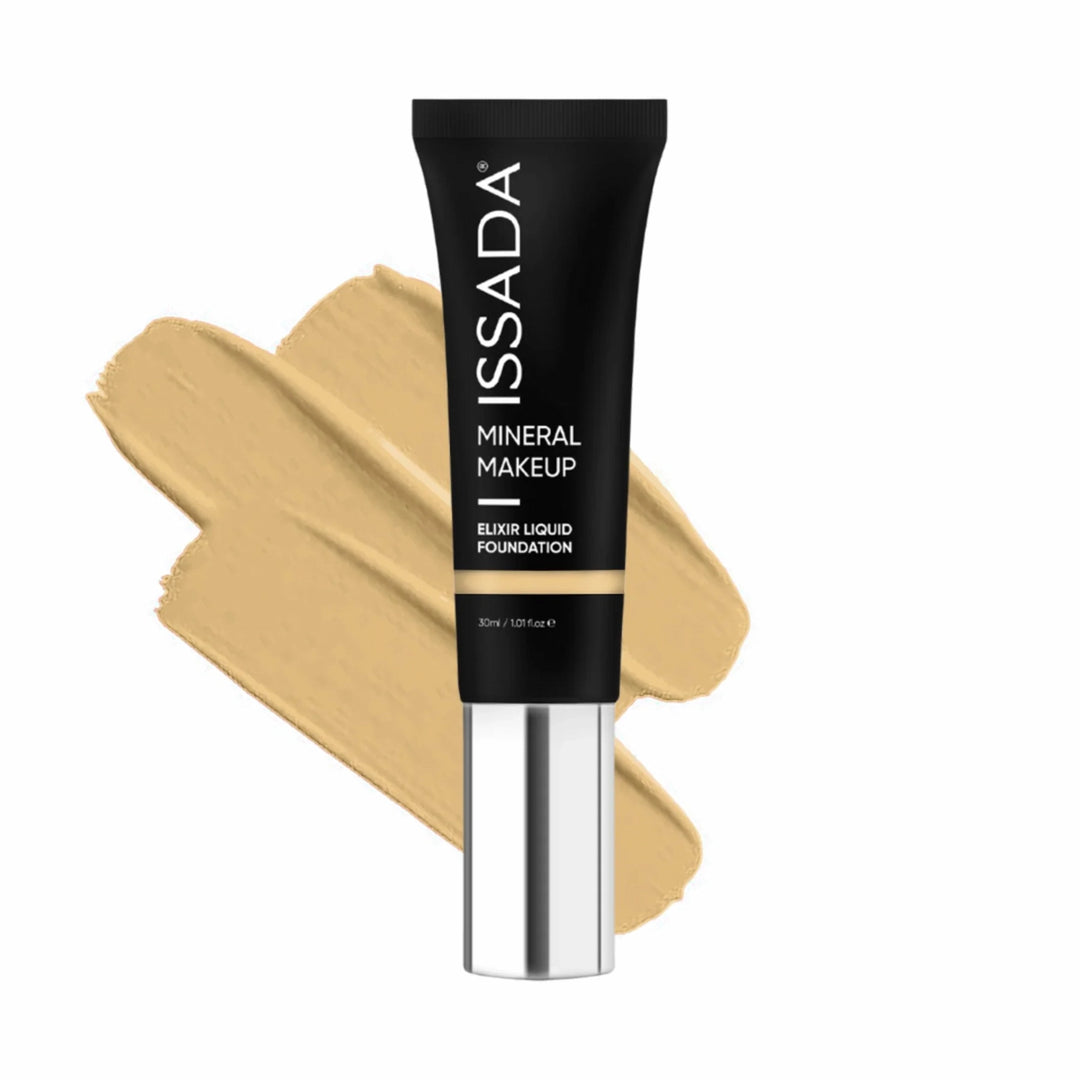 ISSADA Elixir Liquid Foundation 7 Warm - medium warm undertone for natural radiant finish on a white background