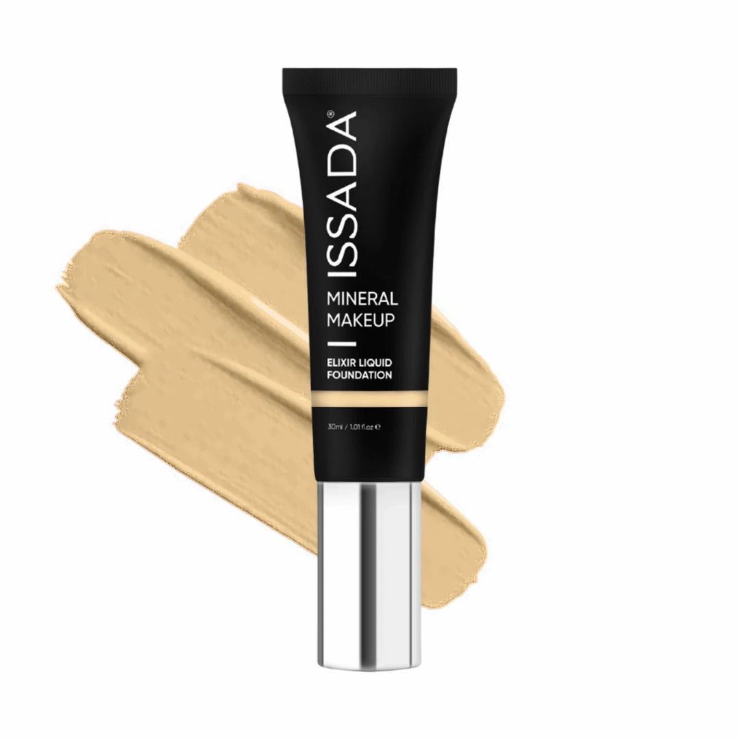 ISSADA Elixir Liquid Foundation Warm 3 - medium coverage with hydrating finish on a white background