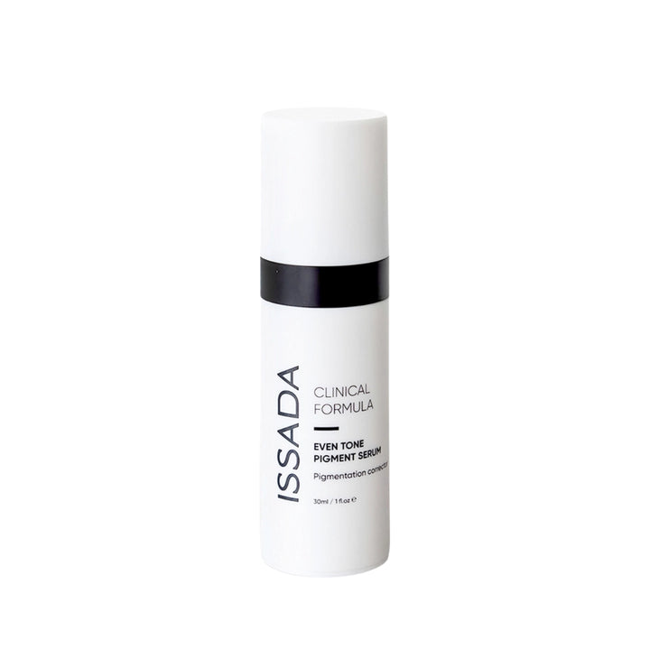 Issada Clinical Formula Even Tone Pigment Serum bottle on a white background, a brightening serum designed to correct pigmentation and promote an even skin tone.