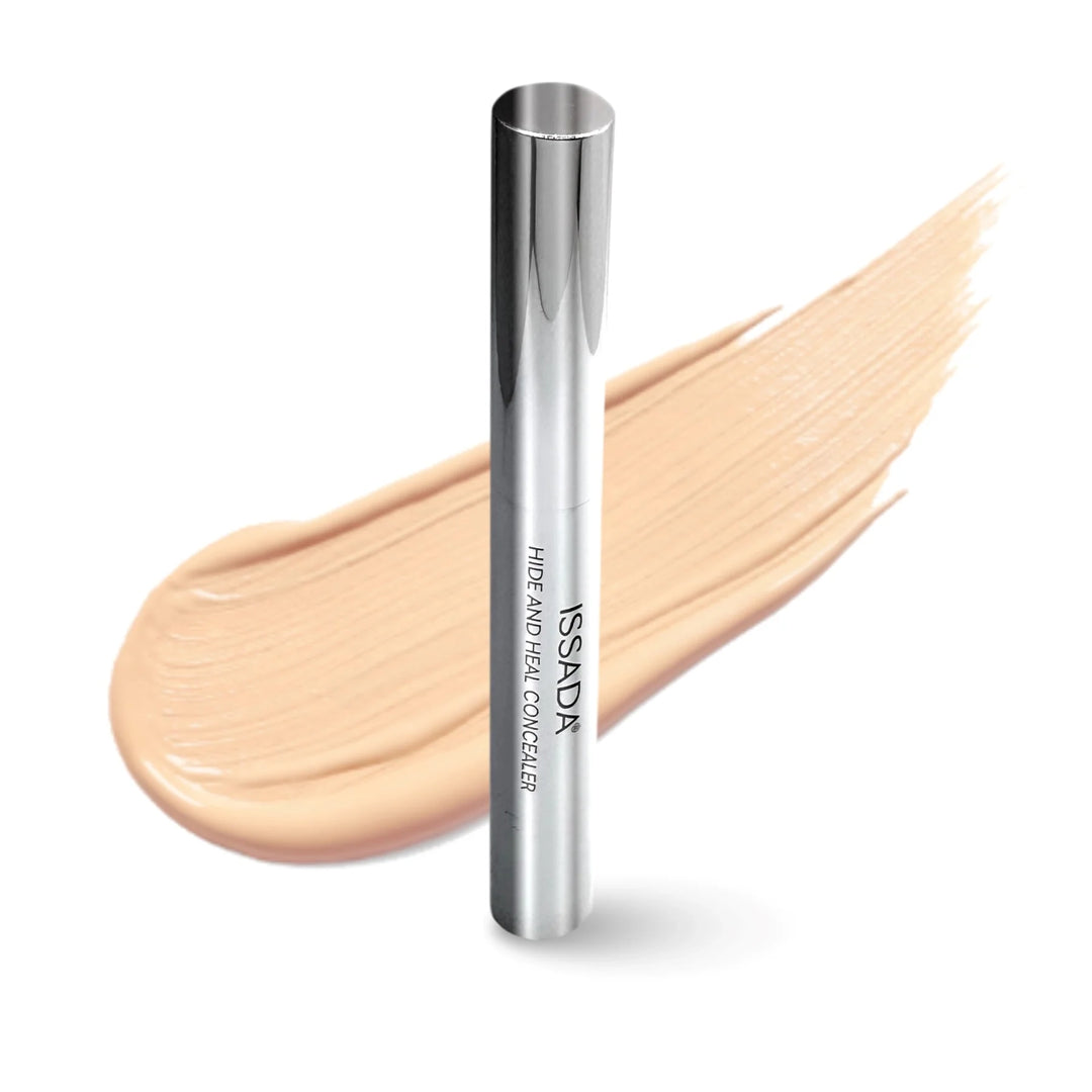 ISSADA concealer stick with a swatch of beige color on a white background