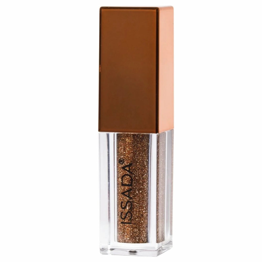 ISSADA Liquid Metal Eyeshadow in Bronze, a rich metallic brown shimmer on a white background