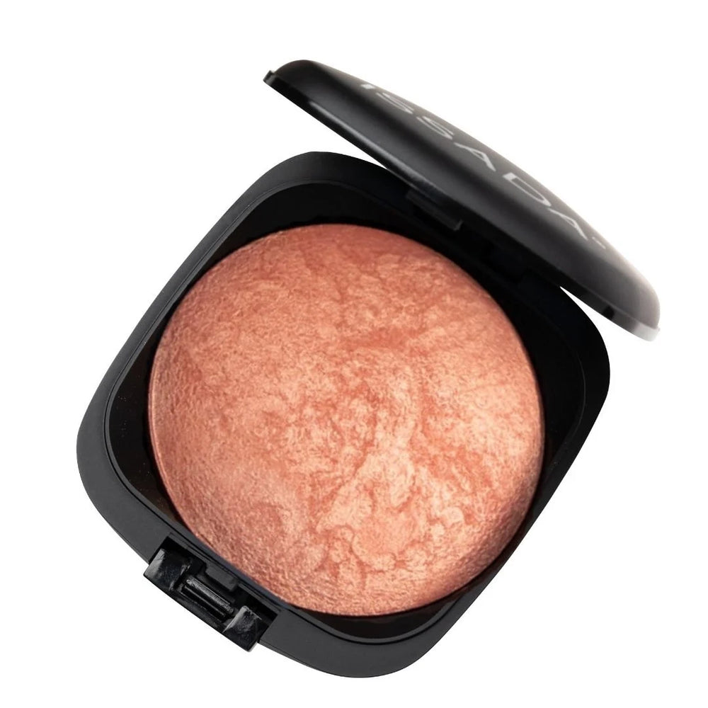 ISSADA Mineral Baked Blush champagne diamond - peach-toned baked blush for a radiant, natural glow on a white background