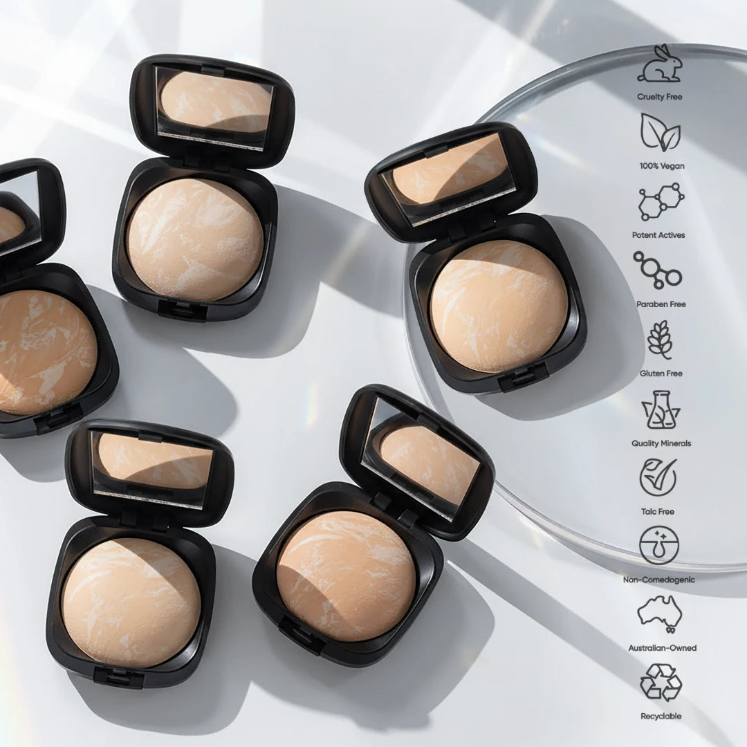 ISSADA Mineral Baked Powder Foundation cruelty free vegan talc free paraben free non-comedogenic mineral makeup