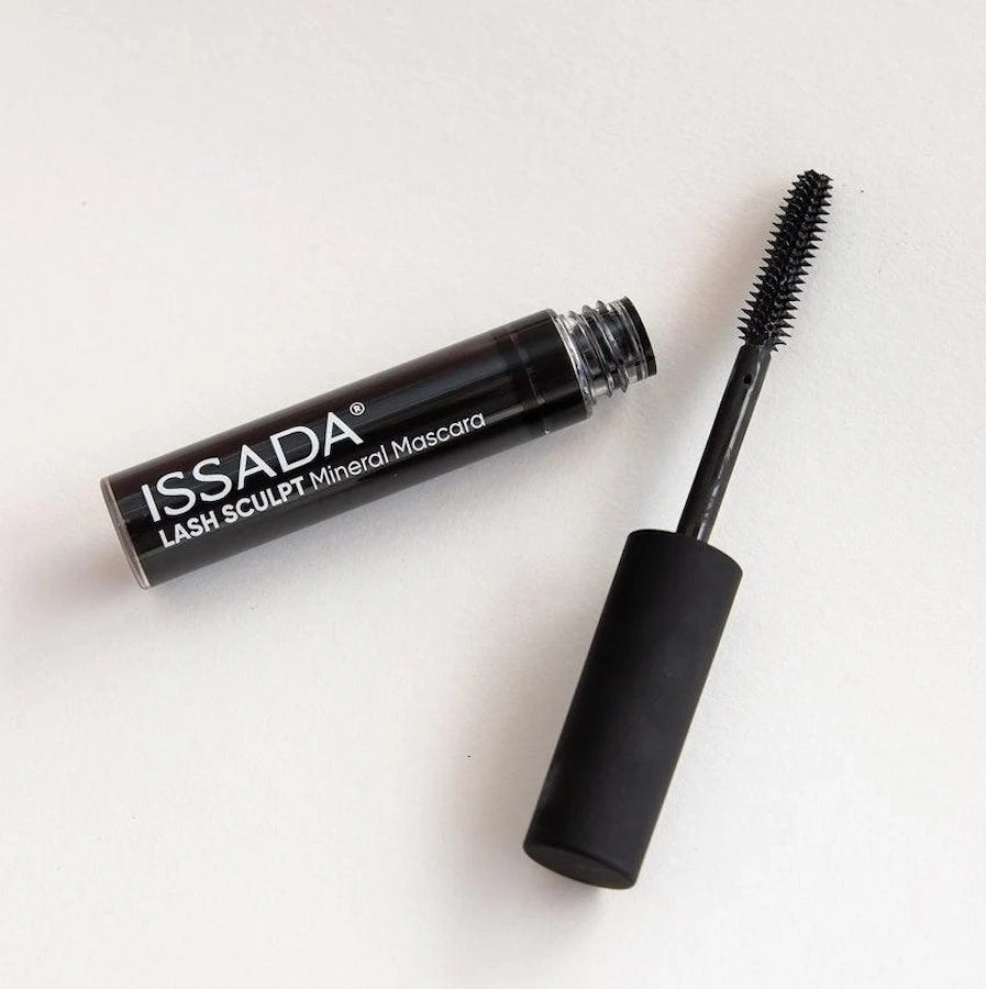 ISSADA Mineral Lash Sculpt Mascara with brush on a white background