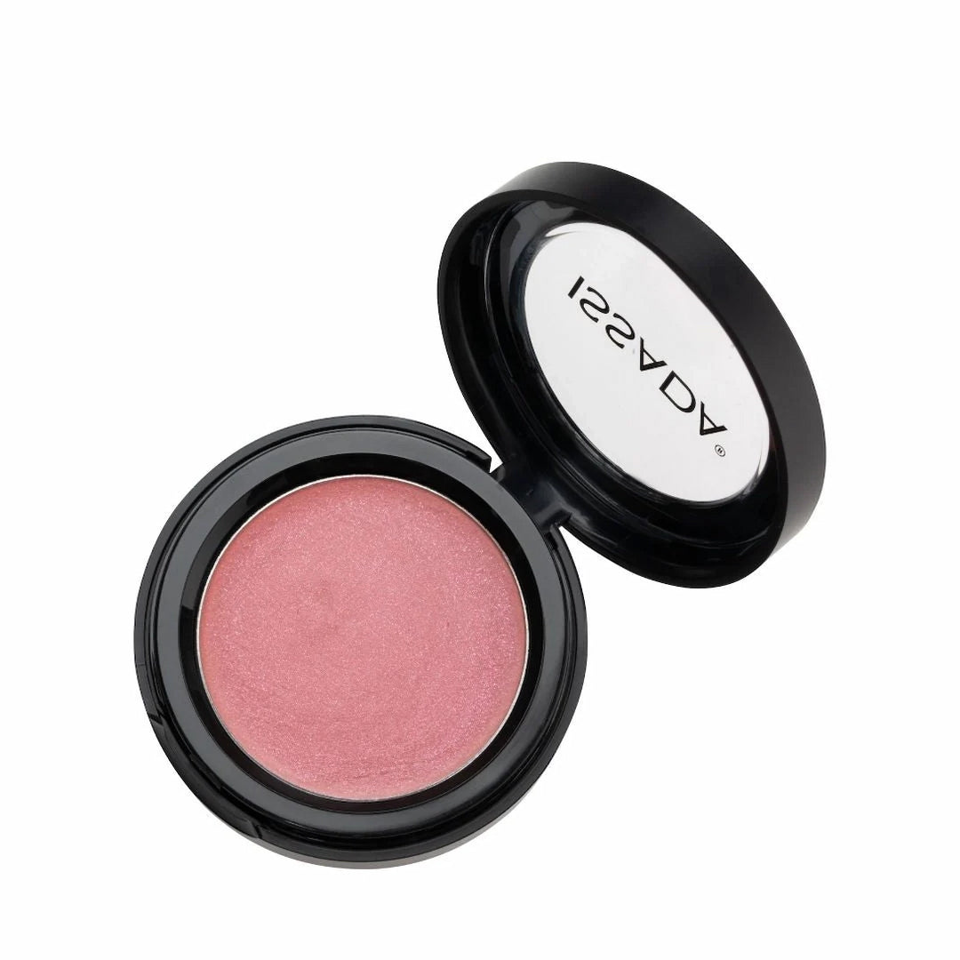 ISSADA Mineral Lip and Cheek Cream raspberries cream shade open compact on a white background