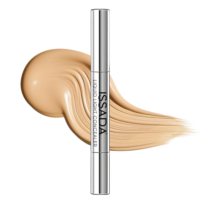 ISSADA Mineral Liquid Light Concealer in Vanilla shade with light neutral concealer swatch texture