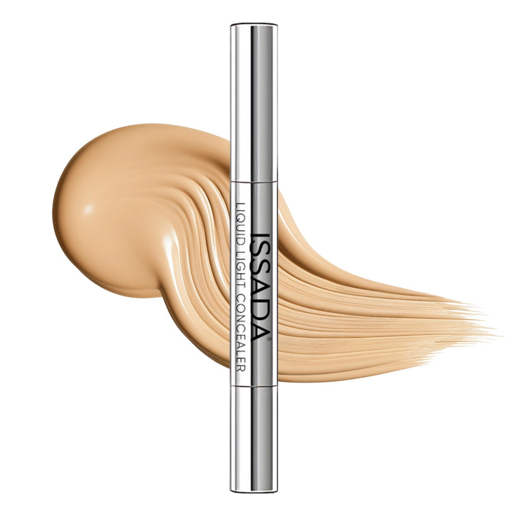 ISSADA Mineral Liquid Light Concealer in Vanilla shade with light neutral concealer swatch texture