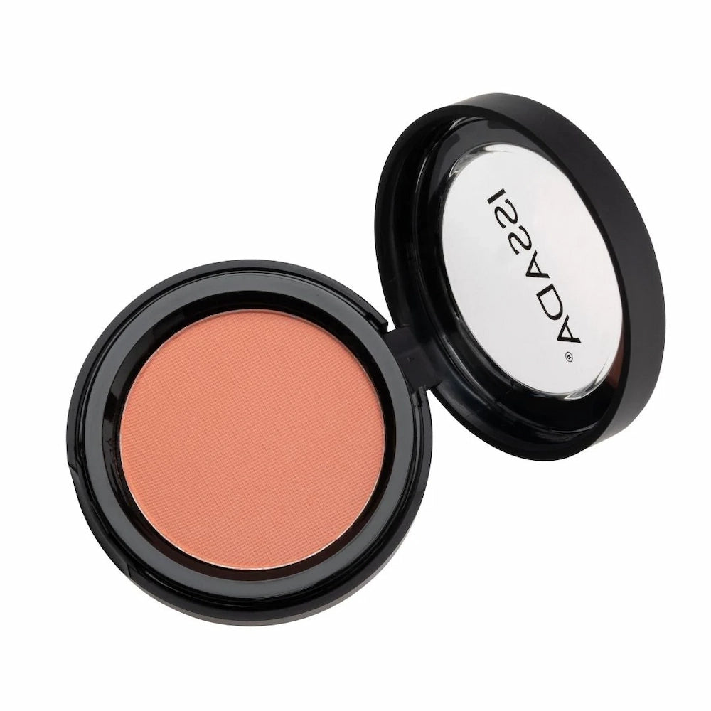 ISSADA Mineral Matte Blush in Fig shade open compact on a white background