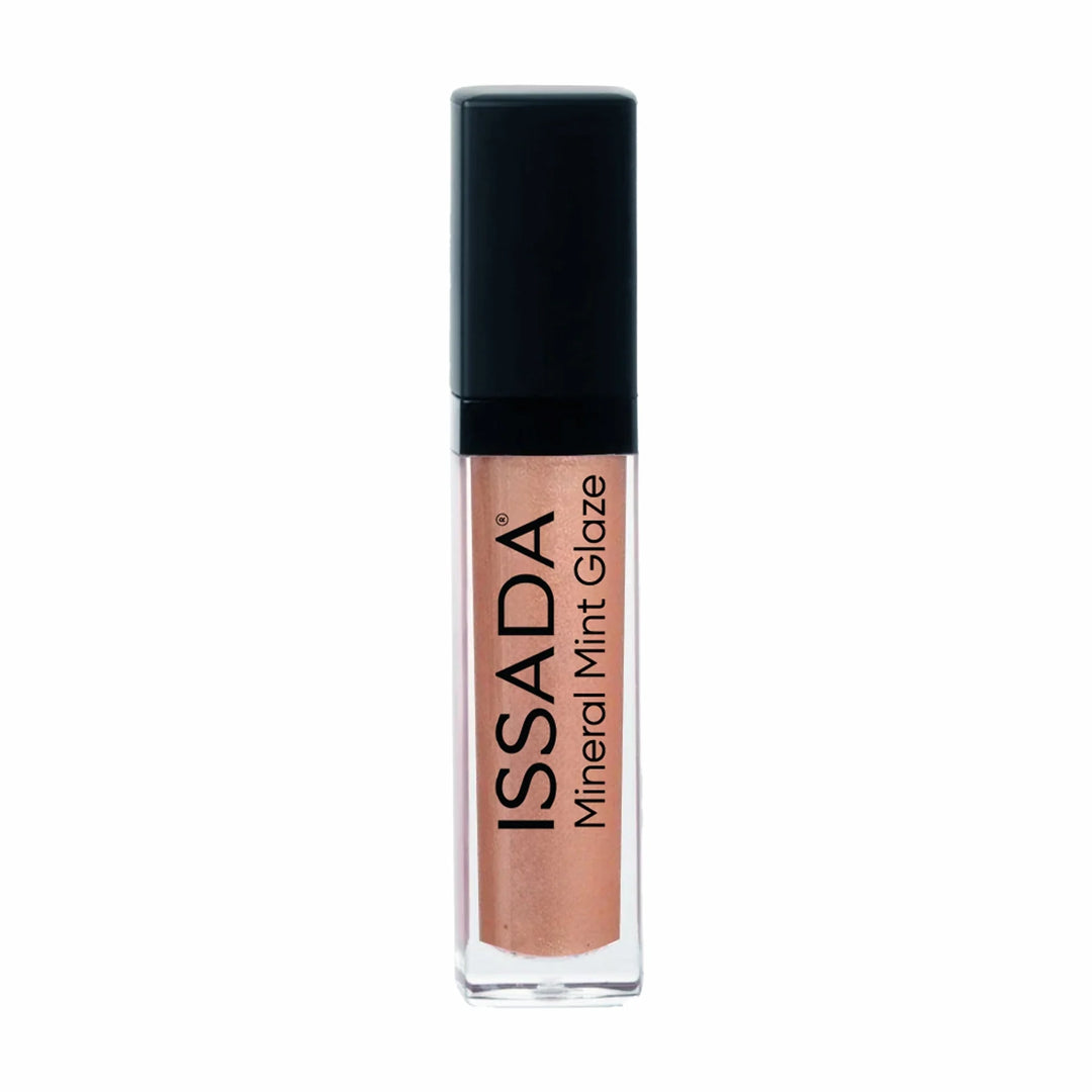 ISSADA Mineral Mint Glaze Lip Gloss in Apricot shade on a white background