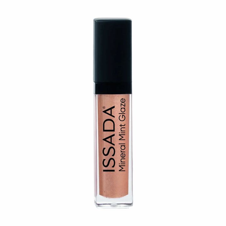 ISSADA Mineral Mint Glaze Lip Gloss in Apricot shade on a white background