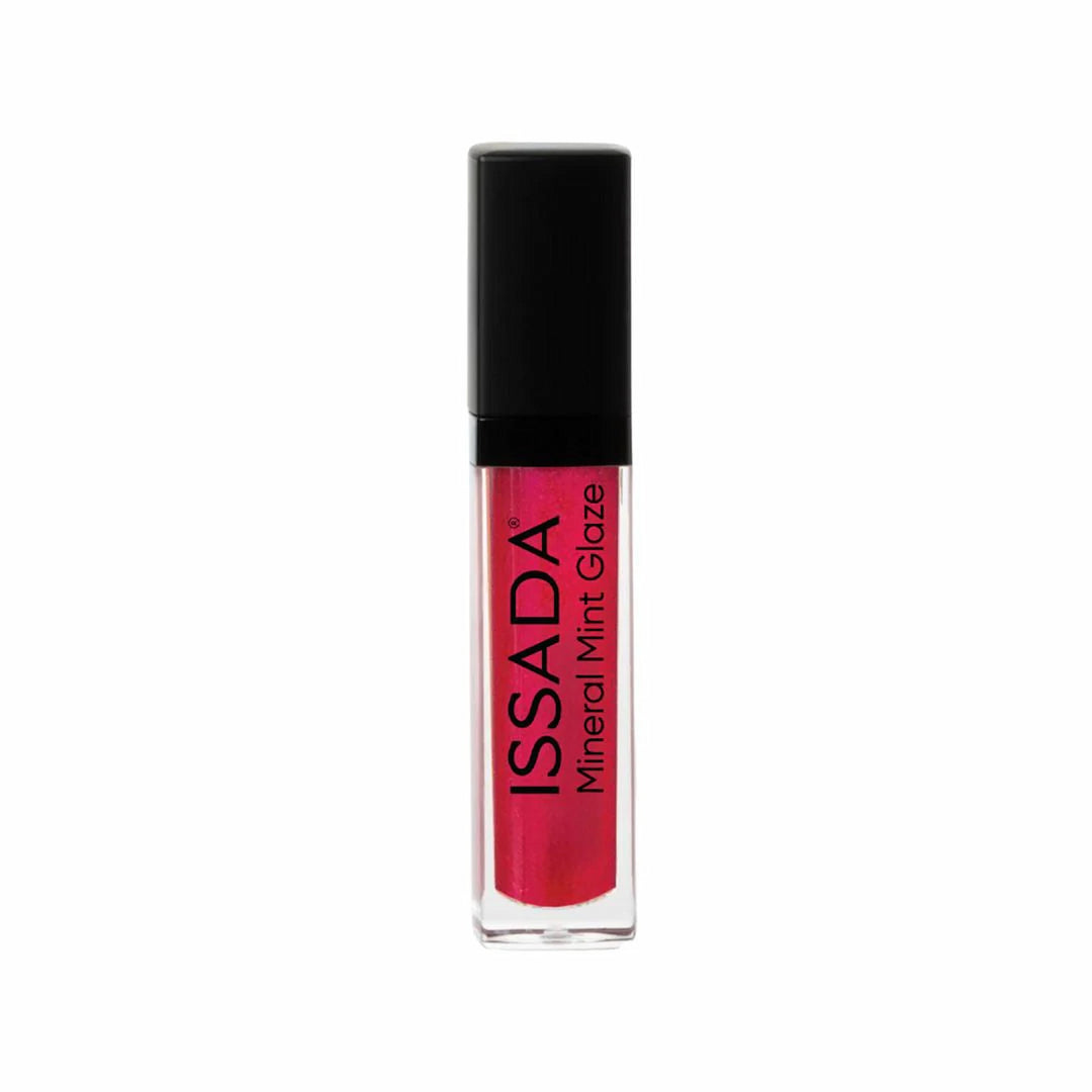 ISSADA Mineral Mint Glaze Lip Gloss in Cherry Bomb shade, bold glossy red with refreshing mint finish