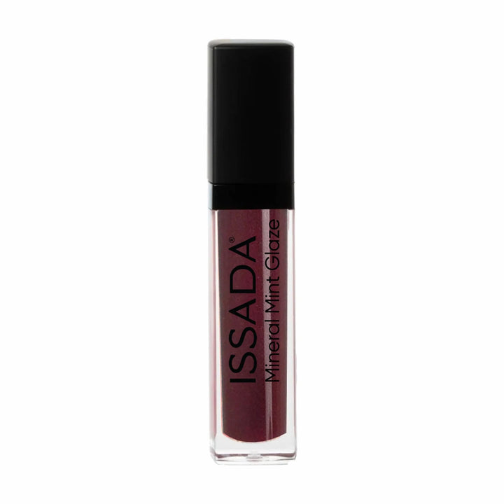ISSADA Mineral Mint Glaze Lip Gloss in Plum Blossom shade on a white background