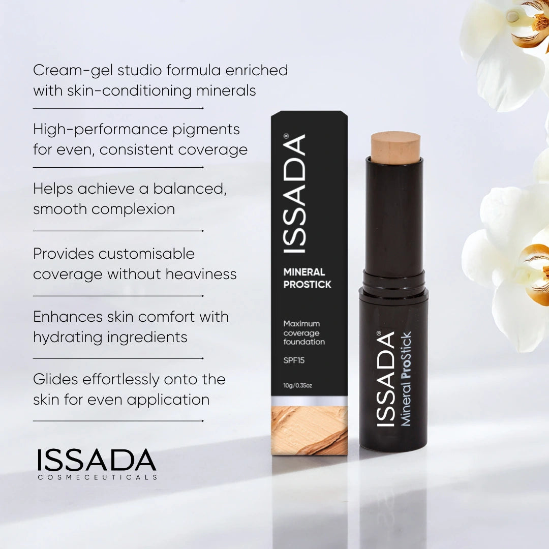 ISSADA Mineral ProStick cream foundation stick SPF15 with hydrating mineral formula and smooth coverage
