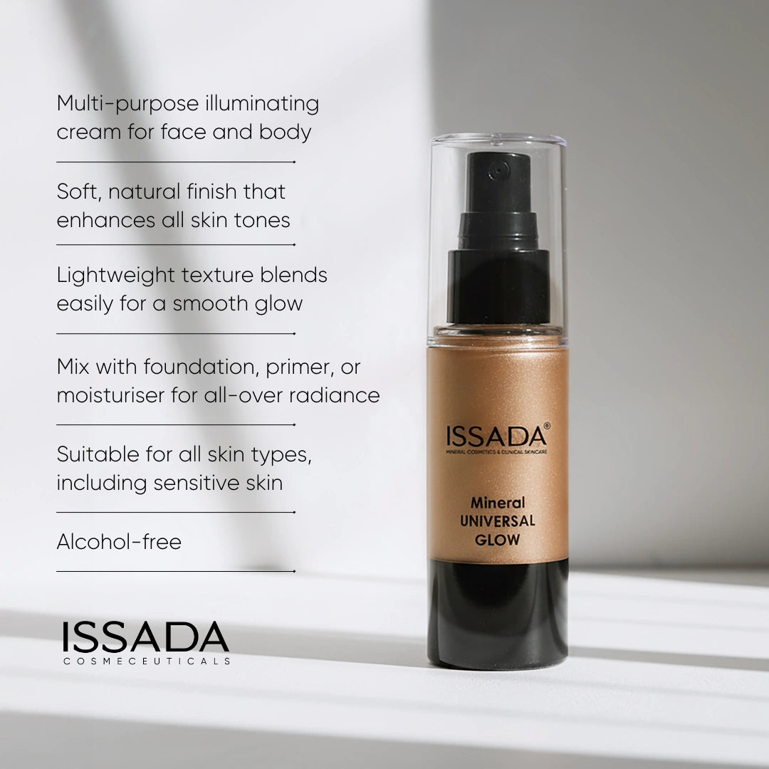 ISSADA Mineral Universal Glow lightweight illuminating cream for face and body with natural radiant finish
