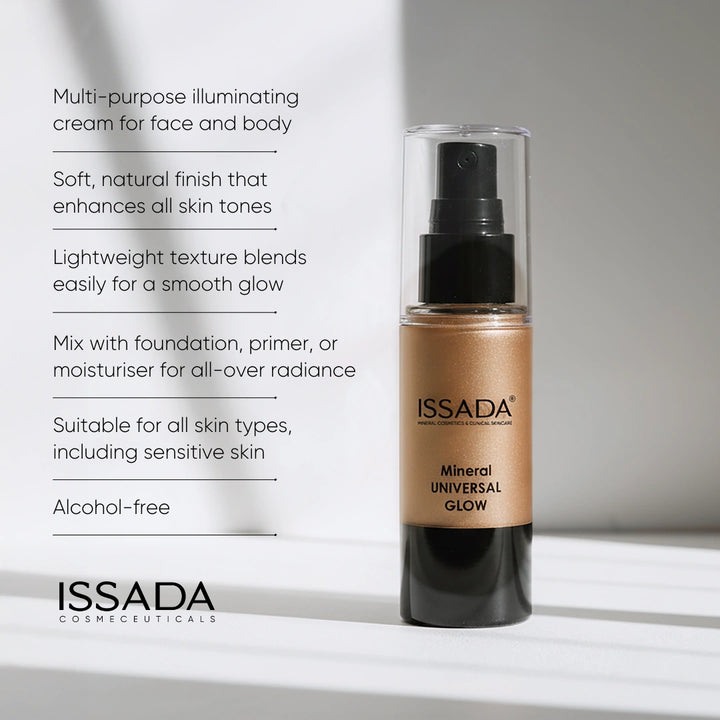 ISSADA Mineral Universal Glow lightweight illuminating cream for face and body with natural radiant finish