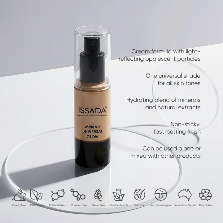 Mineral Universal Glow | Opalescent Face & Body Highlighter – ISSADA ...