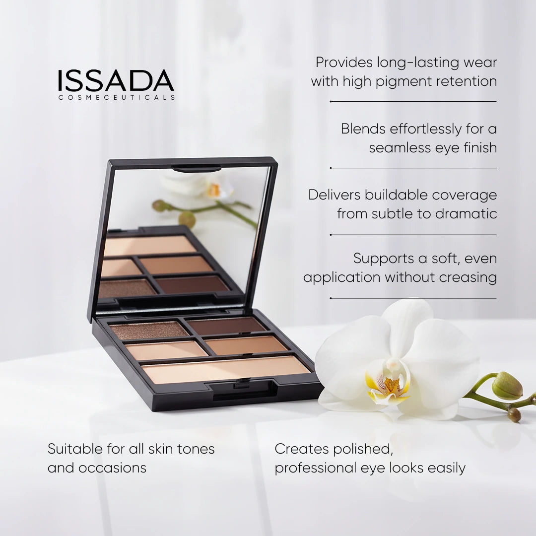 ISSADA Neutral Collections mineral eyeshadow palette delivering blendable, buildable neutral eye colour