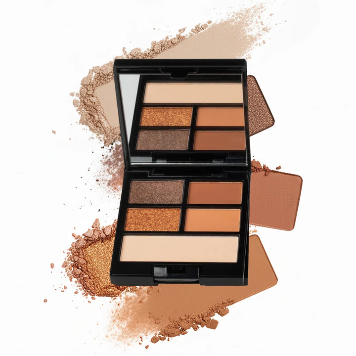 ISSADA Neutral Collections Desert Sunset eyeshadow palette with warm bronze, gold shimmer and matte neutral mineral shades