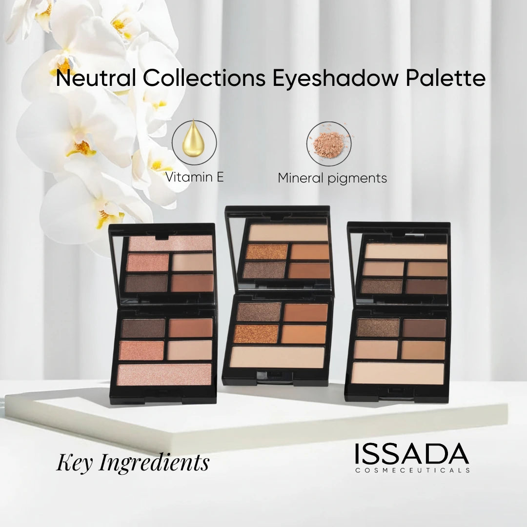 ISSADA Neutral Collections eyeshadow palette with vitamin E and mineral pigments for smooth eye makeup