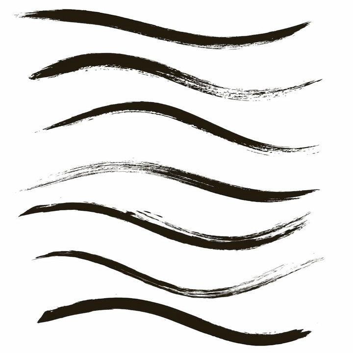 Swatches of ISSADA One Step Liner & Lash Glue, black eyeliner strokes showing precision and texture