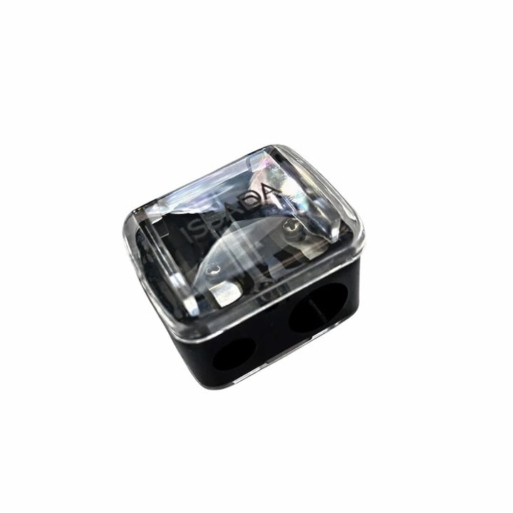 ISSADA Precision Sharpener for eye and lip pencils with clear lid on a white background
