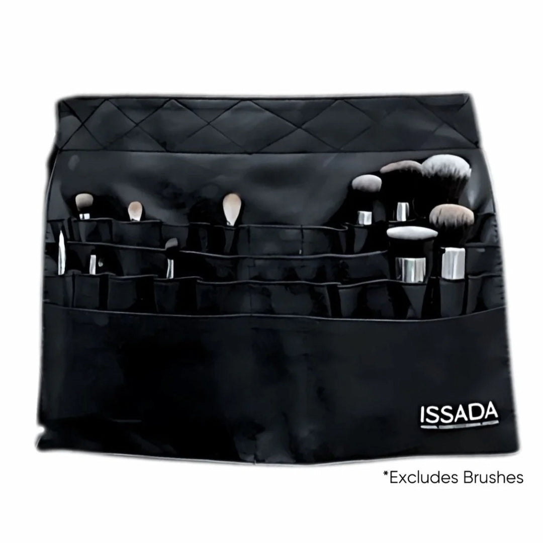 Black Issada brush belt with multiple compartments for organizing makeup brushes and tools, ideal for professional makeup artists.
